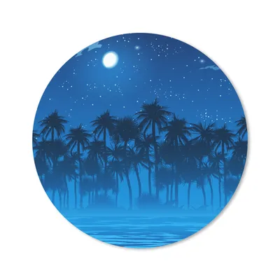 Produktbild von MuchoWow® Mauspad Mousepad Palme - Strand - Mond 30x30 cm - Mousepads - Maus Mat - Pad - Mausunterlage - Tischunterlage - Schreibtischmatten