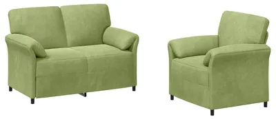 Image de vidaXL Ensemble de canapés, 2 pièces, vert clair, en velours