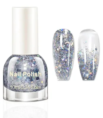 Produktbild von Glitzer Nagellack Silber Schnell Trocknend Langanhaltend Chunky Glitter 10ml