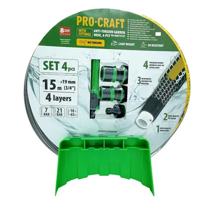 Obrázok produktu pre Čierno-žltá záhradná hadica Procraft PR-4KAT1915F