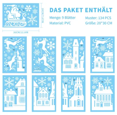 Produktbild von Moxled Weihnachts Fensterbilder Selbstklebend Weiß 134 Statisch Haftende PVC Aufkleber