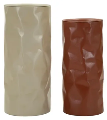 Produktbild von Mauro Ferretti Beistelltisch Set Norimberga Rot Weiß Ø30x70 27x60 cm Metall