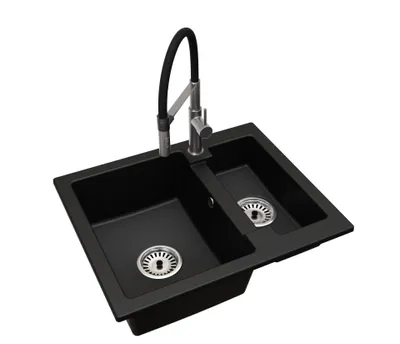 Produktbild von Granit-Küchenspüle YOGI 1,5 Becken mit Küchenarmatur und Siphon