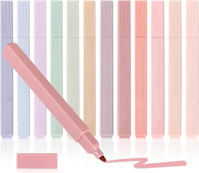 Produktbild von 12 PCS Highlighter Pen, Ästhetische Textmarker Pastell, Text Marker Stifte, School supplies Aesthetic für Journaling Note Nehmen Schulbüro Stationäre