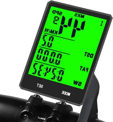 Produktbild von Drahtloser Fahrradcomputer – Kilometerzähler für Fahrräder – Messung von Fahrdaten – 21 Funktionen, LCD-Display – 7,5 x 5 x 2 cm – Schwarz
