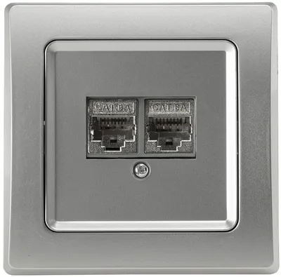 Produktbild von ChiliTec 22791 DELPHI Netzwerk-Dose 2x CAT6 inkl. Rahmen, UP, silber
