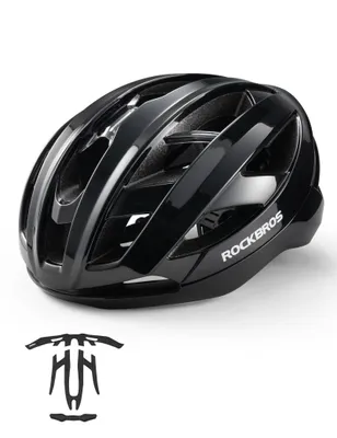 Produktbild von ROCKBROS Fahrradhelm mit Verstärkungsrahmen Belüftungssystem Ultraleicht Rennradhelm Herren Damen für Rennrad und MTB 54–58 cm Schwarz M