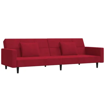 Produktbild von vidaXL Schlafsofa 2-Sitzer mit 2 Kissen Weinrot Samt