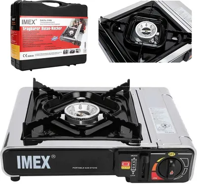 Produktbild von IMEX Gaskocher - Campingkocher Transportabler - ohne Gaskartusche - Aluminium - Edelstahl