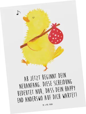 Produktbild von Mr. & Mrs. Panda Postkarte Neuanfang Scheidung - Weiß - Geschenk, Grußkarte, liebevolle Botschaft, Hoffnung, Geschenke, Heiraten, Ansichtskarte, Heirat, einzelkarte