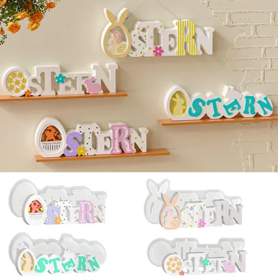 Produktbild von Silikonformen, Osterhasen-Gussform, Oster-Silikonform, Osterhasen-Gussform, Feder-Silikonform, Osterbuchstabenformen, Gips-Gussformen (4 Stück)