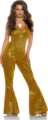 Produktbild von 70s Shining Star Damen Kostüm Anzug Gold Größe: M