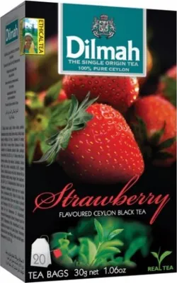 Image de Thé noir, fraise, 20 sachets de 1,5 g, DILMAH
