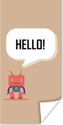 Produktbild von MuchoWow® Poster Sprichwörter - Zitate - Hallo! - Roboter - Zahnrad - Kinder 20x40 cm - Plakat - Foto