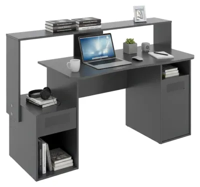 Produktbild von Schreibtisch Dgorin, moderner Multifunktions-Gaming-Schreibtisch, Studiertisch für PC und CD-Halter, 154 x 69 x 98 cm, Anthrazit, ohne LED-Leuchten