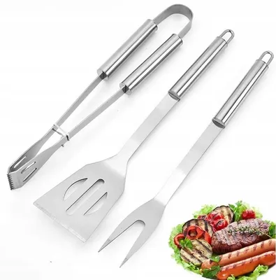 Produktbild von HAWIS 3-teiliges Grillbesteck-Set mit Edelstahl-Werkzeugen