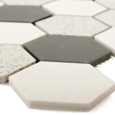 Produktbild von Keramik Mosaikfliesen Monforte Hexagon Schwarz Grau 51
