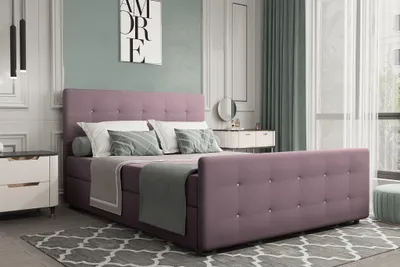 Produktbild von Boxspringbett Schlafzimmerbett MARKOS 120x200cm Stoff Soro Violett inkl. Bettkasten