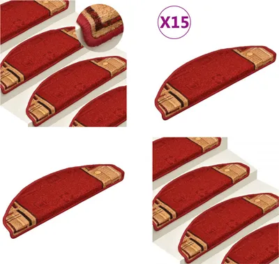 Produktbild von vidaXL Treppenmatten Selbstklebend 15 Stk. Rot 65x21x4 cm - Treppenmatte - Treppenmatten - Stufenmatte - Stufenmatten