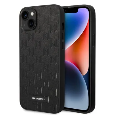 Immagine prodotto di Karl Lagerfeld Klhcp14Msaklhpk Custodia rigida per Iphone 14 Plus / 15 Plus 6.7 Nero/Nero Saffiano Mono Metal Logo