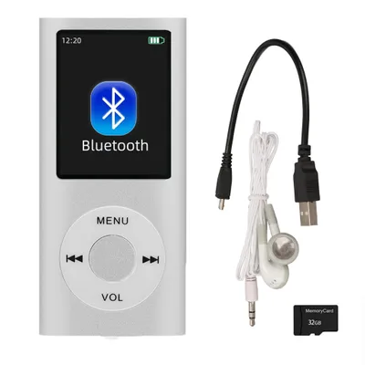 Produktbild von 32GB MP3-Player Musik-Player mit Bluetooth HiFi Sound HD-Lautsprecher Diktiergerät Silber