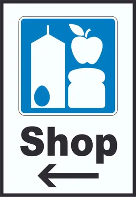 Produktbild von Shop Schild mit Pfeil links A6 Rückseite selbstklebend