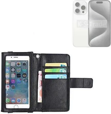 Produktbild von K-S-Trade Handy Hülle Schutz Hülle Kompatibel mit Apple iPhone 15 Pro Case mit Displayschutz / Schutzfolie Flip Cover Wallet case Etui Hülle