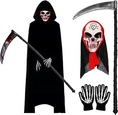 Immagine prodotto di Costume di Halloween per adulti, con maschera da teschio e guanti, per decorazioni di Halloween e cosplay