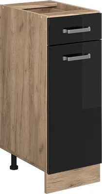 Produktbild von Küchenunterschrank Vicco R-Line Schwarz Hochglanz 30 cm ohne Arbeitsplatte, Model 41124