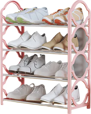 Produktbild von Schuhregal für den Eingangsbereich, 4 Ebenen, abnehmbar, große Kapazität, hohe Tragfähigkeit, verdicktes Stahlrohr, stabil, unten, Schuh-Organizer für den Hauseingang, Schrank, Schuhregal
