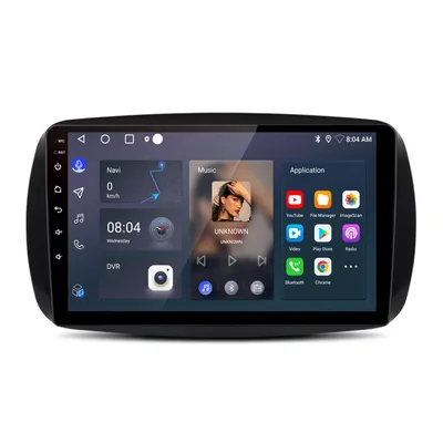 Image de Écran 9 pouces, Android 15, 4+64 Go, CarPlay, pour Mercedes-Benz, Smart Forfour, Fortwo 453 (2015-2019), GPS, Wi-Fi, Bluetooth, FM, RDS, DAB+, DSP, 2DIN, USB, processeur octa-core