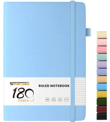 Productafbeelding van Notitieboek A5, hardcover, gelinieerd, 366 pagina's, marineblauw, met pen en registerbladen