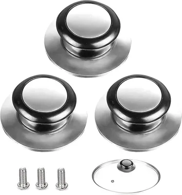 Produktbild von Deckelknauf, 3-teiliger Topfdeckelgriff, geeignet für Glasdeckel, Edelstahl-Topfdeckel, für Küchenutensilien