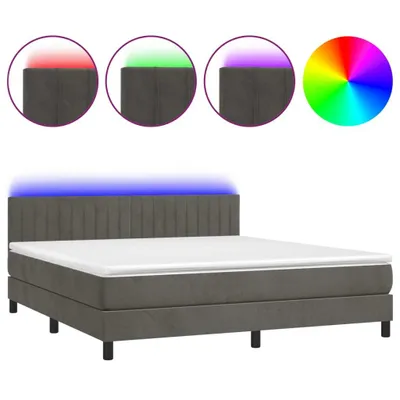 Produktbild von Boxspringbett mit Matratze & LED Dunkelgrau 180x200 cm Samt