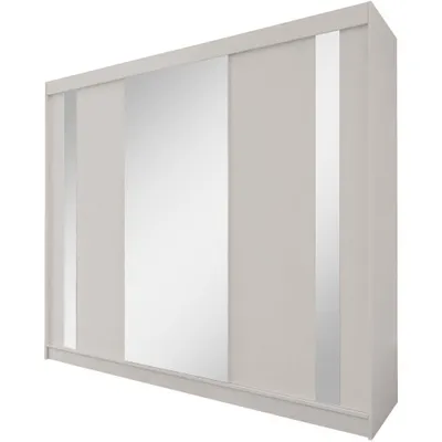 Produktbild von Beautysofa GAJA Kleiderschrank 240 cm mit Spiegel – Schwebetürenschrank 3-türig, Schlafzimmer Schrank, Kaschmir/Kaschmir ohne Schubkasteneinsätze
