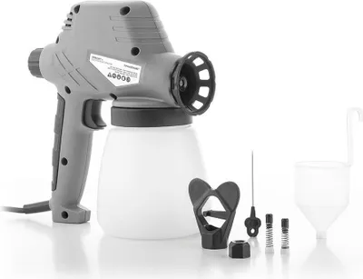 Obrázok produktu pre InnovaGoods - Spraint Elektrická striekacia pištoľ na farby, nádržka na 800 ml, prietok 300 ml/min, viskozita 60 din/s, tryska 0,8 mm, ideálna pre domácich majstrov, maľovanie a lakovanie, biela, kov