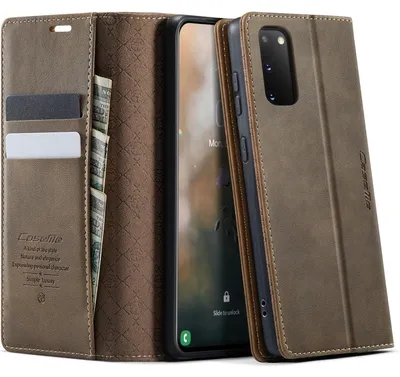 Immagine prodotto di Custodia a libro in pelle marrone per Samsung Galaxy S20 6,2'', con scomparto per carte RFID e funzione stand