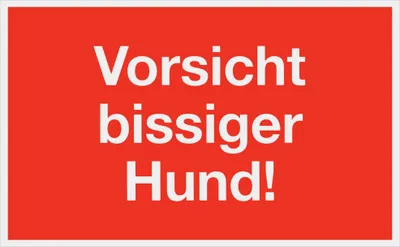 Produktbild von Hinweisschild "Vorsicht bissiger Hund" rot, 15 x 25 cm aus Kunststoff