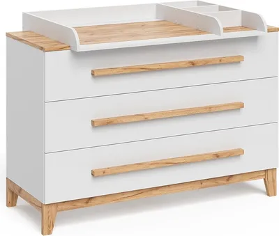 Produktbild von Wickelkommode Vitalispa Malia Weiß/Artisan 133.2 x 98 cm mit 3 Schubladen, Model 58355