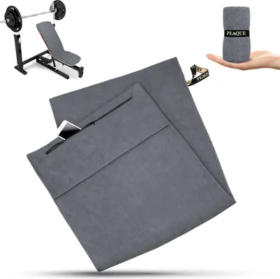 Produktbild von Mikrofaser-Fitnesshandtuch mit Frotteestruktur, Reißverschluss-Tasche, Grau, 50x120cm, Sporthandtuch, Handtuch für Gym, Sport, Fitness, saugstark