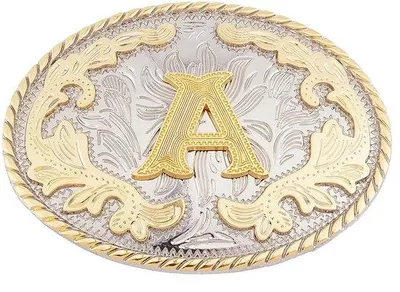 Produktbild von Cowboy-Gürtelschnalle mit Initialen – Vintage-Gürtelschnalle für Männer und Frauen