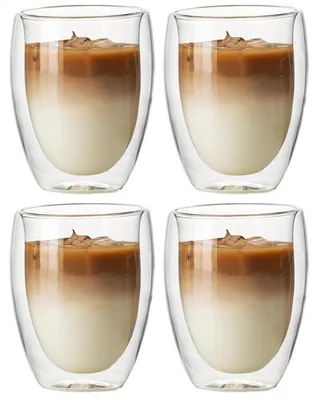 Produktbild von Doppelwandige Kaffeegläser 350ml 4er Set Glas für Kaffee Tee Eis Saft