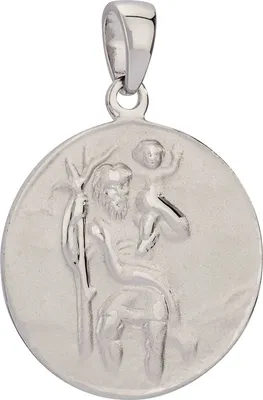 Produktbild von 18,5mm Kettenanhänger Heiliger Christophorus 925 Silber teilmatt Christusträger