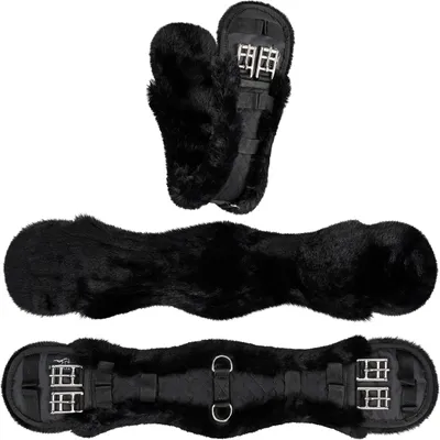 Produktbild von Equinate Kurzgurt Luke anatomisch mit synthetischem Lammfell 80cm Schwarz