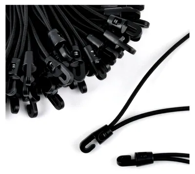Produktbild von 20 Stück 10 cm schwarze Spanngummis mit Haken - Praktische Befestigung für Planen und Tarp