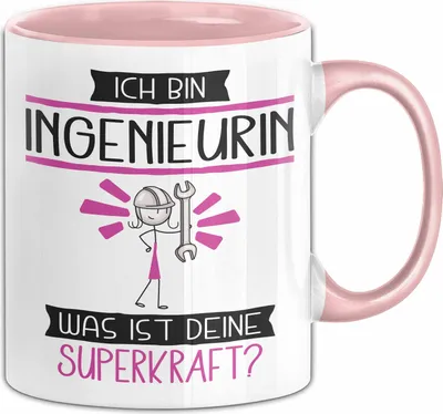 Produktbild von Ingenieurin Geschenk Tasse Ich Bin Ingenieurin Was Ist Deine Superkraft Geschenkidee Lustig Geburtstag Weihnachten (Rosa)