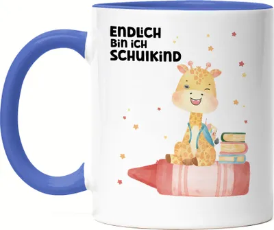 Produktbild von Endlich bin ich Schulkind Tasse Blau Schulstart Einschulung Sohn Tochter