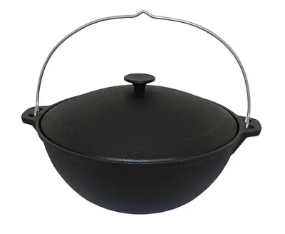 Produktbild von mit Alu-Deckel Emaillierter Kazan Wok und Bügel Schmortopf Camping Gusseisen 12 L HF5121E