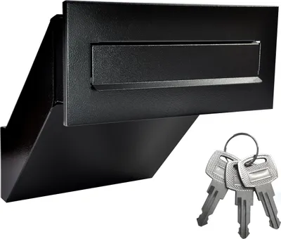 Produktbild von Alsten Tech Mauerdurchwurf Briefkasten für Haus und Büro Postkasten zum Einmauern mit 3 Schlüssel Einbaubriefkasten, 305x135x420mm, Antik Schwarz RAL 9017