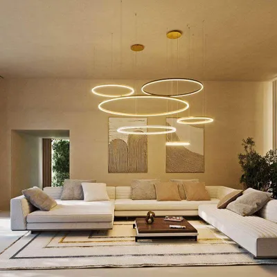 Produktbild von s.luce LED 5er-Ring Hängeleuchten Kombination Exzentrisch Hängelampe Ringleuchte Aluminium Ø 150 | 120 | 100 | 80 | 60cm Rund